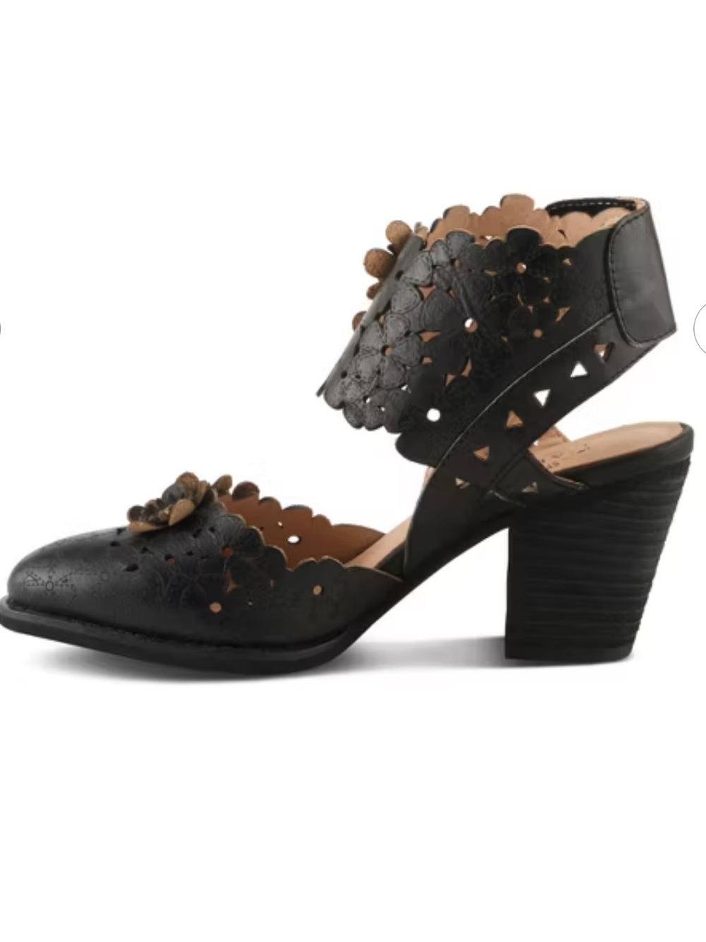 Spring Step L'Artiste Distinction Laser Cutout Leather Heels with Ankle Strap - Picture 6 of 7